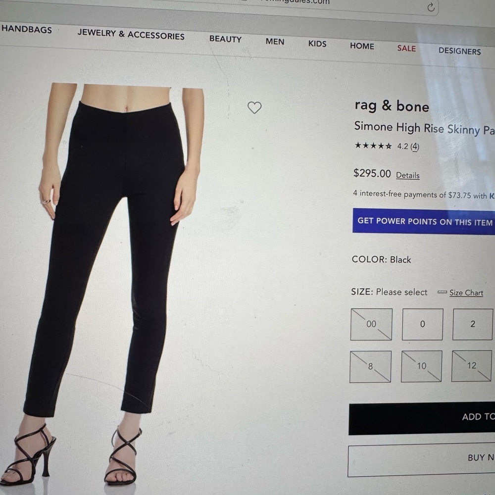 Tag & bone high rise skinny pants with zipper on back
